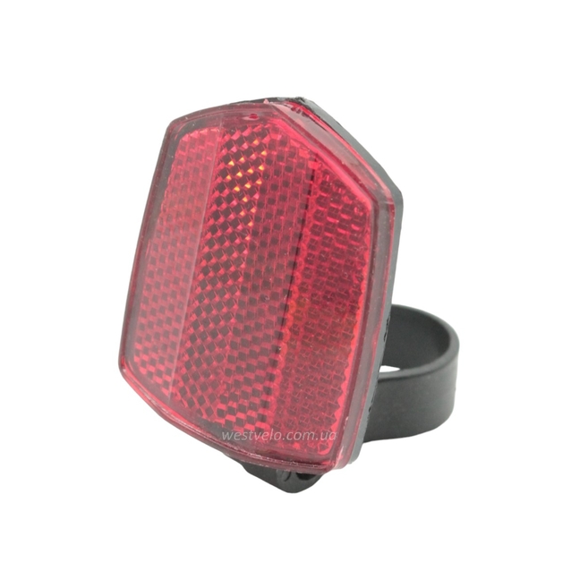 Катафот червоний пластмасовий великий (кріплення хомут пластик Ø25.4-26.4) фото westvelo.com