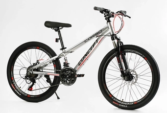 Велосипед 24 AL Corso «CONCEPT» CP-24902 алюміній 11", (к-т SHIMANO) сірий