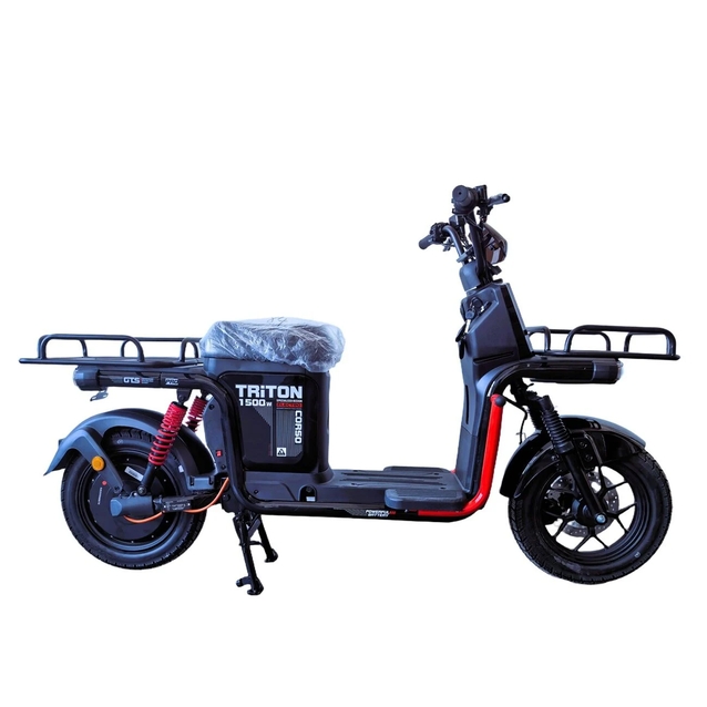 Електроскутер Corso «TRITON» RT-704349, двигун 1500W, акумулятор 72V 40Ah літій-залізо-фосфатний, чорно-червоний, колеса 12" + 1 ящик. багажників фото westvelo.com