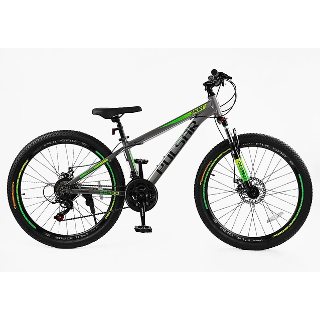 Велосипед 26 AL Corso «PULSAR» PL-26031 алюміній 13", (к-т SHIMANO) сіро-салатовий фото westvelo.com