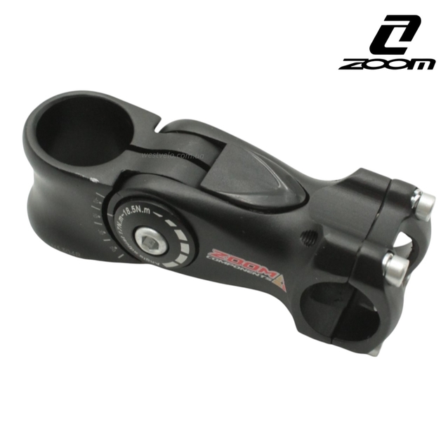 Винос руля на безрізьбову вилку регульован. Ø28.6-Ø25.4мм, L-100мм, ZOOM (H1304B), чорний фото westvelo.com