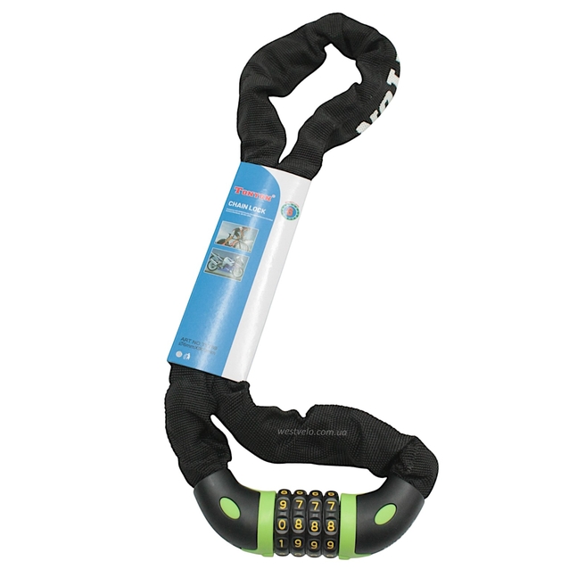 Замок на код змінний 4 цифр, ланц в чохлі №TY769 Ø6mm-900mm, TONYON фото westvelo.com