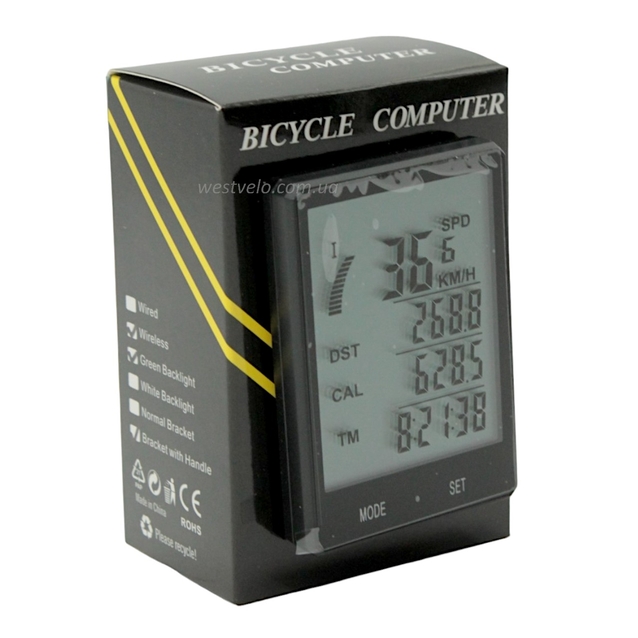 Велокомп'ютер E12 безпровідний, з нічним режимом фото westvelo.com