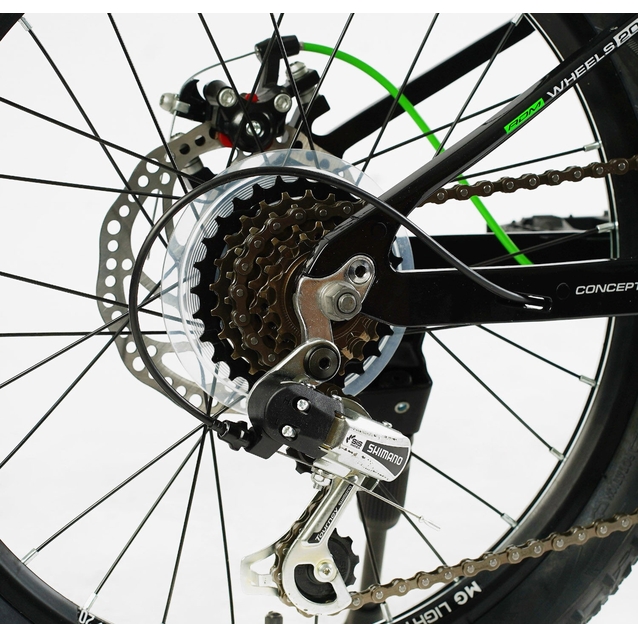 Велосипед 20 MG Corso «F35» MG-20355 магній 11", (к-т SHIMANO) чорно-салатовий фото westvelo.com