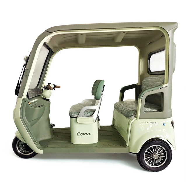 Трицикл з дашком Corso «TWIST» WS-675402, двигун 1500W, акумулятор 72V 30Ah літій-залізо-фосфатний, салатовий, колеса 10" фото westvelo.com