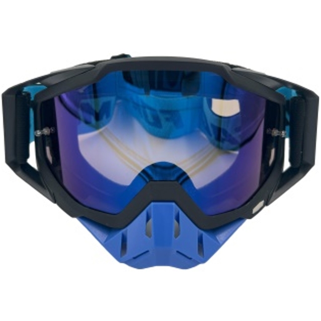 Мото окуляри Кросс-ендуро "MO-4" чорно-сині із дзеркальною лінзою фото westvelo.com