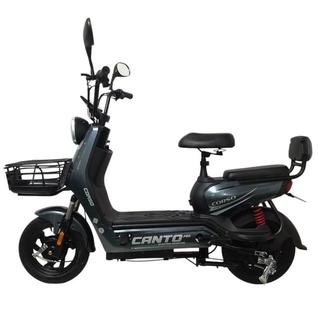 Електроскутер Corso «CANTO» CN-190260, двигун 500W, акумулятор 48V 20Ah свинцево-кислотний, графітовий, колеса 14" + 1 ящик. акум фото westvelo.com
