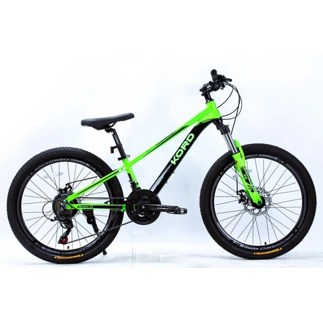 Велосипед 24 AL Corso «KORD» KD-24494 алюміній 11", (к-т SHIMANO) чорно-салатовий фото westvelo.com