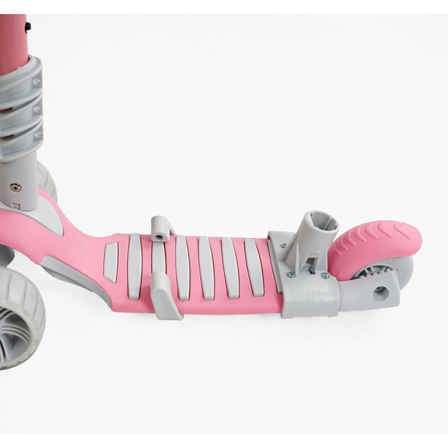 Самокат 5в1 Best Scooter P-63700, колеса PU 120х90mm зі світлом, сіро-рожевий фото westvelo.com