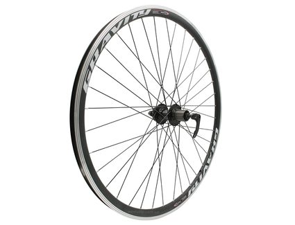 Колесо 28-29 зад, обід 2-ний чорний, втулка AL. NECO, касета (8-10S), диск 6 болтів, ексцентрик, чорна спиця