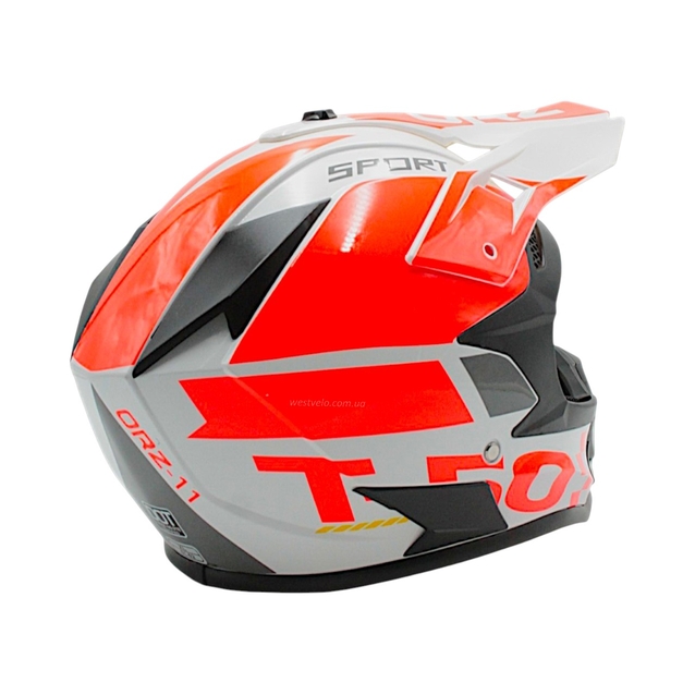 Шолом, закритий крос/ендуро (XL) ORZ 113-3, біло-помаранчево-сірий фото westvelo.com