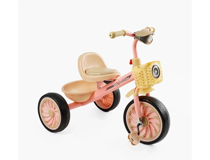 Дитячий велосипед 3-х колісний EVA (піна) Best Trike колеса 12-10, BS-34944 рожево-бежевий, сталева рама, УКР. ОЗВУЧУВАННЯ, світло, 2 кошики