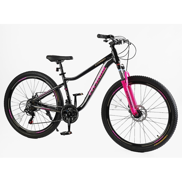 Велосипед 27.5 AL Corso «ELYSIUM» LS-27708 алюміній 15.5", (к-т SHIMANO) чорно-рожевий фото westvelo.com