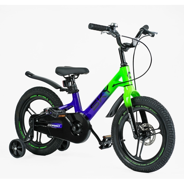 Дитячий велосипед 16 MG Corso «SKY» SK-16365, магнієва рама, синьо-салатовий фото westvelo.com