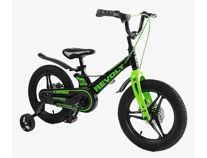 Дитячий велосипед 16 MG Corso «REVOLT» MG-16090, магнієва рама, чорно-салатовий