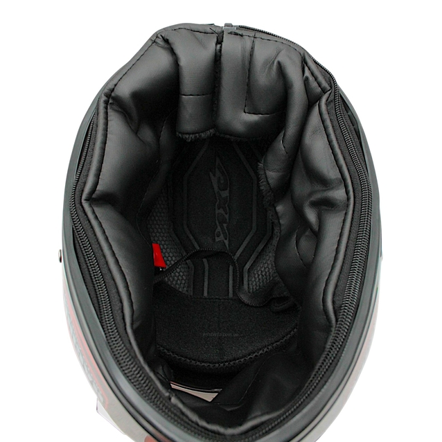 Мото шолом, закритий (XL) AXK (TF-72280) GTS MAX чорно-червоний глянцевий, вмонтовані окуляри з коміром фото westvelo.com