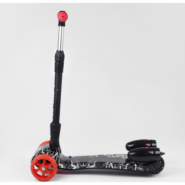 Самокат дитячий 3-х колісний, Best Scooter «MAXI» 80542 чорно-червоний, колеса PU Ø120mm/40mm, парогенератором, МУЗИКА, ТУРБІНИ фото westvelo.com