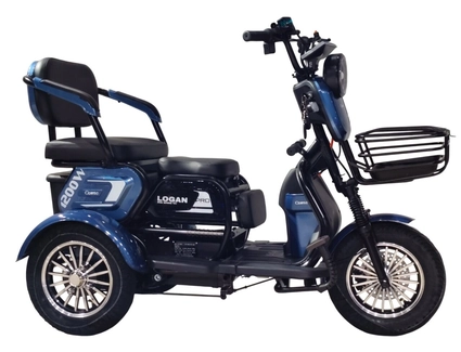 Трицикл Corso «LOGAN PRO» LN-220587, двигун 1200W, акумулятор 72V 28Ah графеновий, синій + 1 ящик. акум, колеса 10"