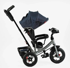 Дитячий велосипед 3-х колісний з батьківською ручкою, з дашком, надувні колеса Best Trike 3390/35-810 синьо-сірий