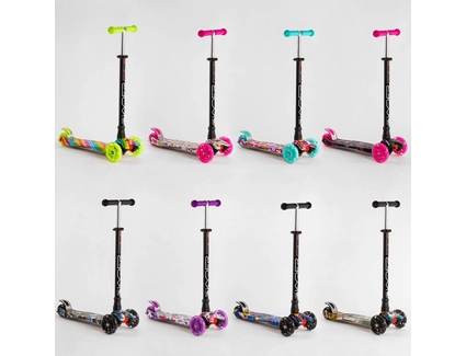 Самокат дитячий 3-х колісний, Skyper «MAXI» 113-29048 видається тільки ЯЩИКОМ МІКС кольорів (8), колеса PU Ø120mm/80mm зі світлом