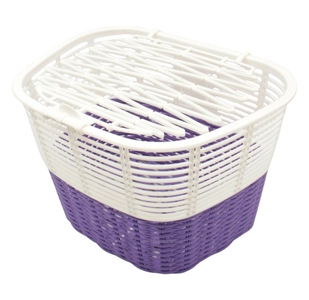 Кошик пластмасовий сітка, фіолетово-білий з кришкою