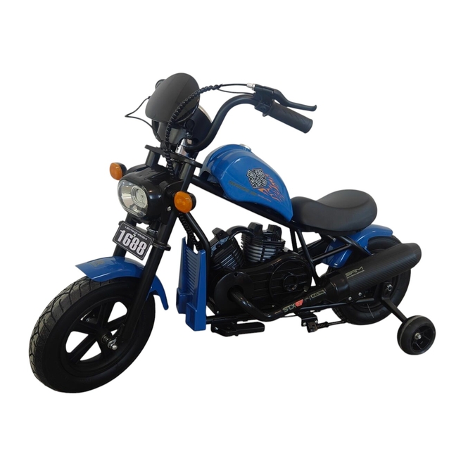 Дитячий електромотоцикл Corso H-42724 двигун 160W, акумулятор 24V5Ah, блакитний, Bluetooth, звук двигуна
