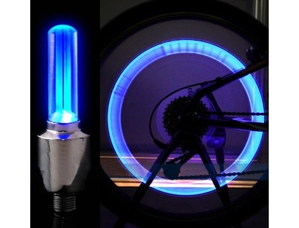 Мигалка-ковпачок на ніпель колеса прозора (синя)