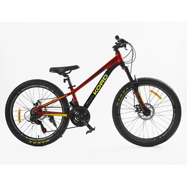 Велосипед 24 AL Corso «KORD» KD-74012 алюміній 11", (к-т SHIMANO) червоно-жовтий