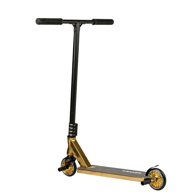 Самокат трюковий Best Scooter «KRAKEN» KR-93091 золотий, HIC-система, пеги, AL диск та дека, колеса PU Ø110mm, ширина керма - 58 см фото westvelo.com