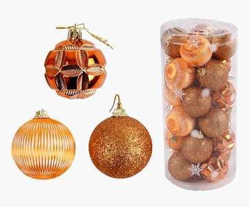 Новорічні прикраси 24 шт, кульки, D = 4.5 см, в слюді (C 67422)