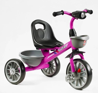 Дитячий велосипед 3-х колісний EVA (піна) Best Trike колеса 12-10, BS-44101 фіолетово-сірий, сталева рама, фара з музикою та світлом, 1 пісня українською та 2 англійською, 2 кошики