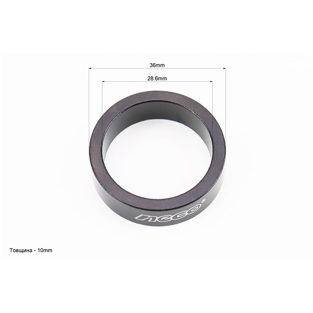 Спейсер NECO Ø28.6 - (L-10мм), кільце проставочне штоку вилки (чорний) фото westvelo.com