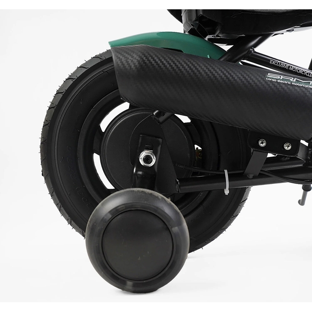 Електромотоцикл Corso H-93171 двигун 160W, акумулятор 24V5Ah свинцево-кислотний, зелений, Bluetooth, звук двигуна, колеса 12" фото westvelo.com