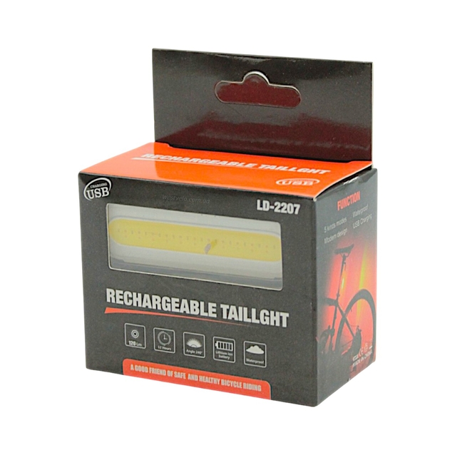 Мигалка usb зад LD-2207,біло-червона (120 Lm, 600 mAh) micro USB, 5 режимів фото westvelo.com
