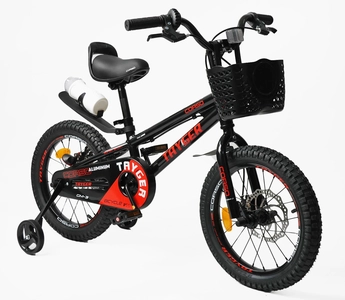 Дитячий велосипед 16 AL Corso «TAYGER»  TG-15044 алюмінієва рама, дискові гальма, чорно-червоний