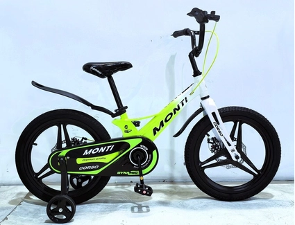 Дитячий велосипед 18 MG Corso «MONTI» MT-18422, магнієва рама, біло-салатовий