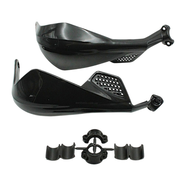 Захист рук на кермо мото FHS, 04 чорні фото westvelo.com