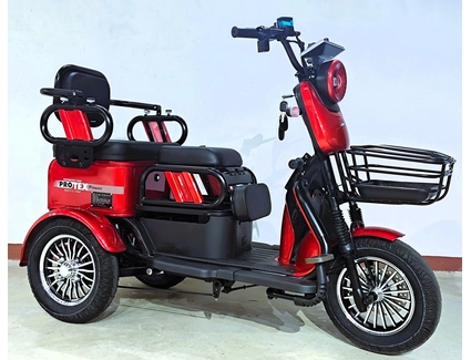 Трицикл Corso «PROTEX POWER» PL-643319, двигун 1200W, акумулятор 72V 24Ah літій-залізно-фосфатний, червоний + 1 ящик. акум, колеса 10"