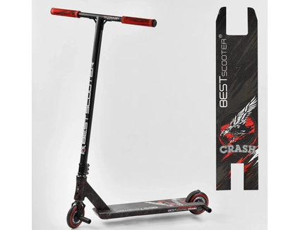 Самокат трюковий Best Scooter «CRASH» 67839 чорно-червоний, HIC-система, пеги, AL диск та дека, колеса PU Ø110mm, ширина керма - 57 см