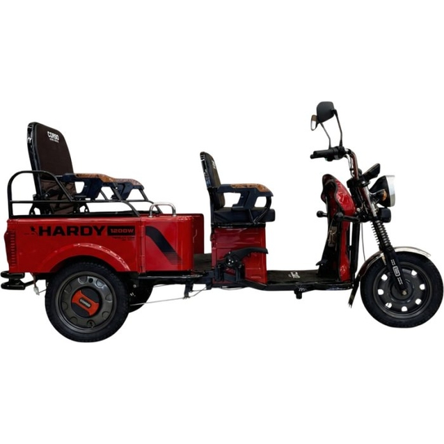 Трицикл вантажний Corso «HARDY» HR-640050, двигун 1200W, акумулятор 60V/38Ah графеновий, червоний 4 МІСЦЯ + 1 ящик. акум, колеса 12" фото westvelo.com