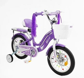 Дитячий велосипед 14 ST Corso «NICE» NC-14021 дискові гальма, фіолетовий