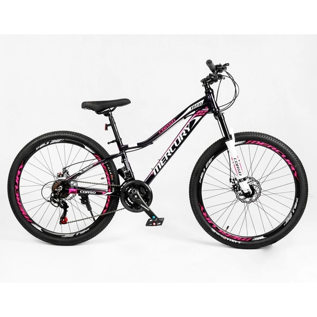 Велосипед 26 AL Corso «MERCURY» MR-26852 алюміній 13", (к-т SHIMANO) чорно-рожевий фото westvelo.com