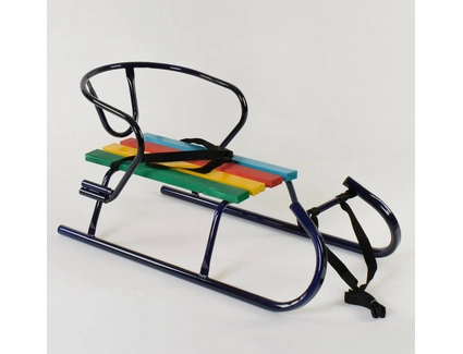 Сани без ручки, круглі полози "САНТА" сині