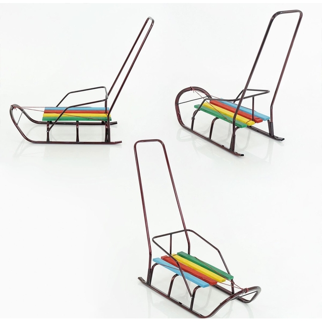 Сани з ручкою, плоскі полози, бордові фото westvelo.com