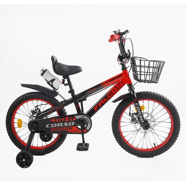 Дитячий велосипед 18 ST Corso «FALCON» FL-18214 дискові гальма, чорно-червоний фото westvelo.com