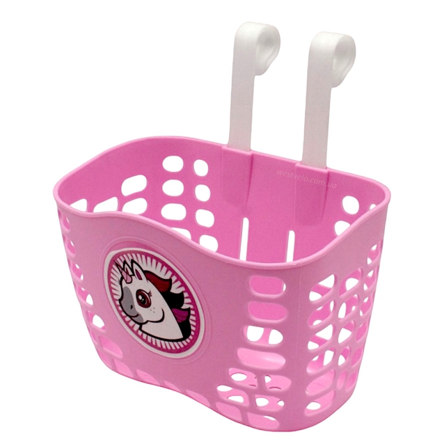 Кошик дитячий пластик рожевий "Єдиноріг" фото westvelo.com