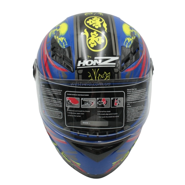 Мото шолом, закритий (M) "HONZ" Інтеграл OP02, синій глянцевий фото westvelo.com