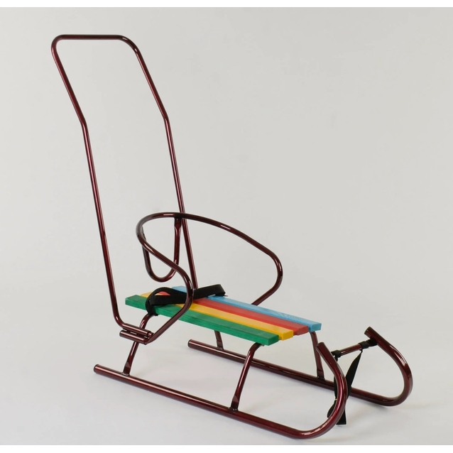 Сани з ручкою, круглі полози "САНТА" бордові фото westvelo.com