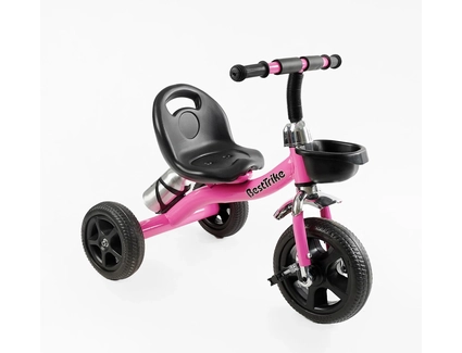 Дитячий велосипед 3-х колісний EVA (піна) Best Trike колеса 10-8, BS-14250 рожевий, сталева рама, кошик, бутилочка