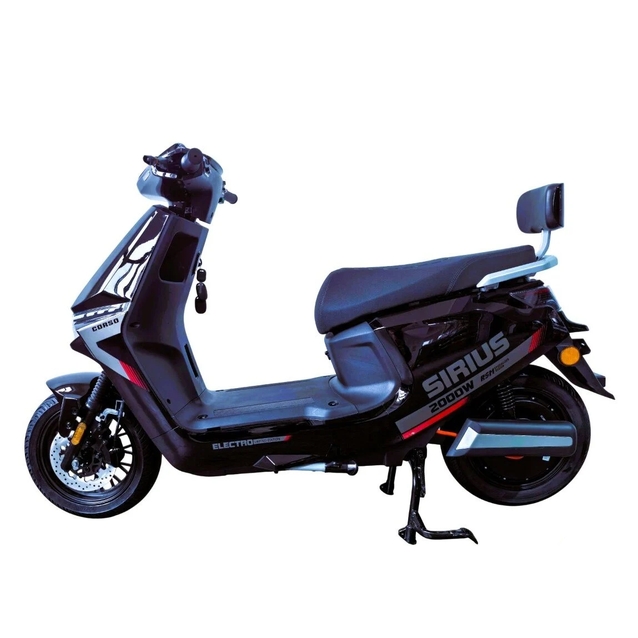 Електроскутер Corso «SIRIUS» SR-611071, двигун 2000W, акумулятор 72V 35Ah графеновий, чорний, колеса 12" + 1 ящик. акум фото westvelo.com